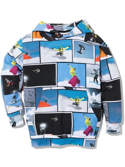 Molo Blue Kids Snowboard Print Hoodie