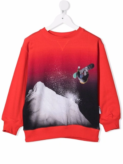 Molo Teen Graphic-print Crew Neck Sweatshirt In Red