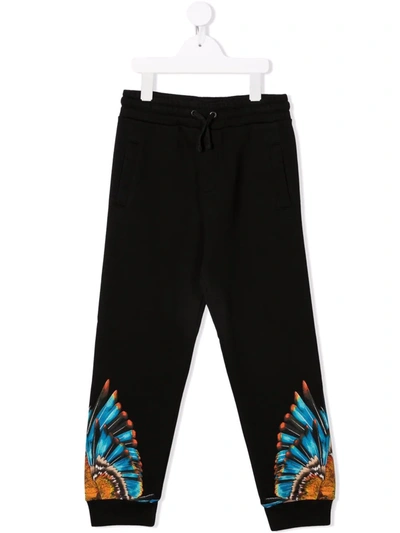 Marcelo Burlon County Of Milan Kids' Black Trousers With Multicolor Print