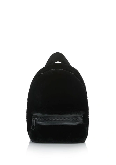 Alexander Wang Primary Medium Leather-trimmed Shearling Backpack In Black