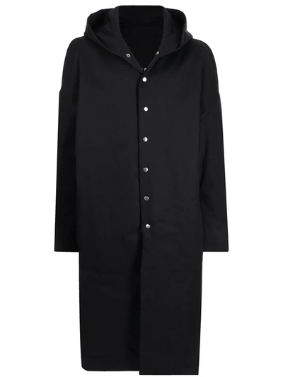 Rick Owens Hooded Button-down Coat In Schwarz