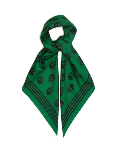 Alexander Mcqueen Skull-print Silk-twill Scarf In Green