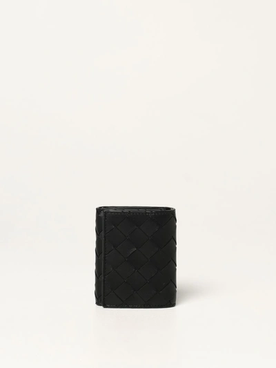 Bottega Veneta Trifold Wallet In Woven Nappa Leather In Black