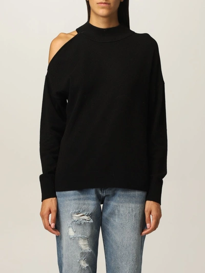 Michael Michael Kors Black Wool Sweater With Cut-out Detail
