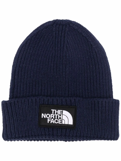 The North Face Mens Tnf Navy Logo-embroidered Knitted Beanie In Tnf Navy