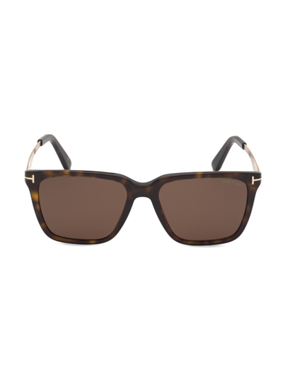 Tom Ford Garrett 54mm Polarized Square Sunglasses In Dark Havana