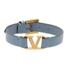 Valentino Garavani Blue Leather Vlogo Bracelet In Light Blue