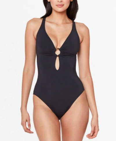 Bleu Rod Beattie Ring Me Up Plunge One-piece Swimsuit In Black