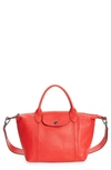 Longchamp Le Pliage Cuir Leather Shoulder Bag In Kiss Red