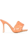 Bottega Veneta 90mm Lido Woven Leather Slide Sandals In Orange