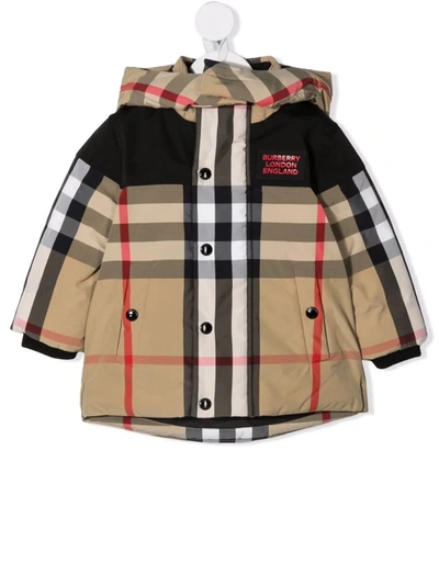 Burberry Babies' Crissy Vintage Check Puffer Coat In Neutrals