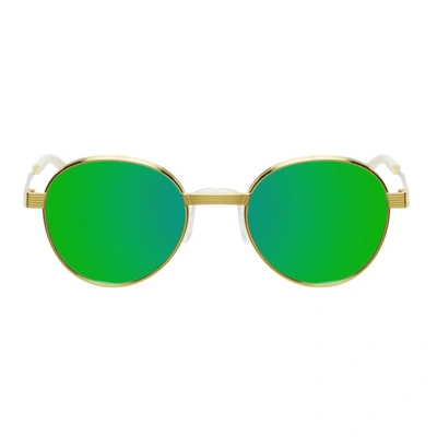 Gucci Green & Gold Gg0872s Sunglasses In 002 Gold