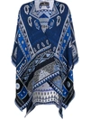 Etro Geometric Pattern Jacquard Poncho In Navyblau