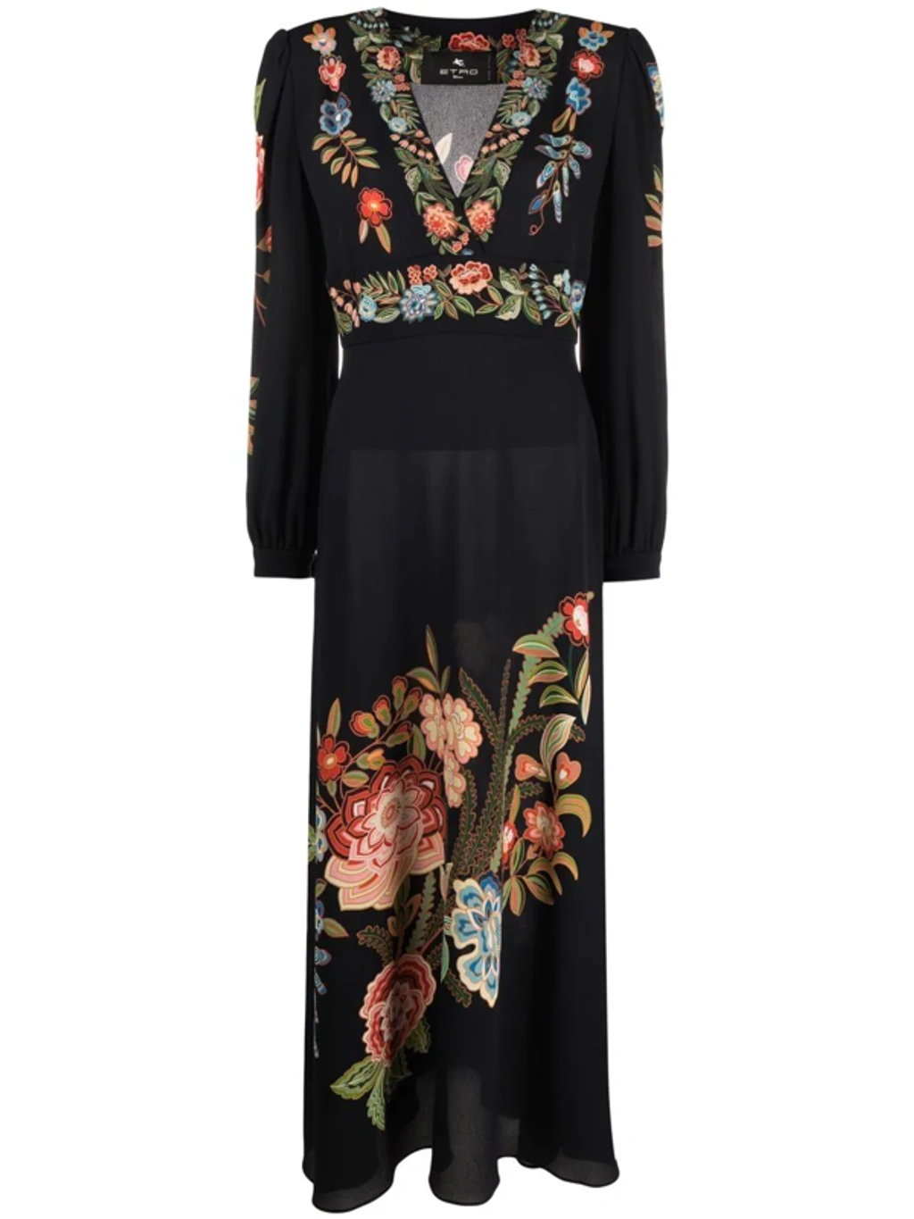 Etro Floral Print Maxi Dress In Navyblau | ModeSens