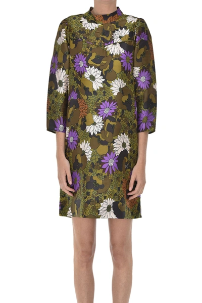 Soeur Flower Print Silk Dress In Multicoloured