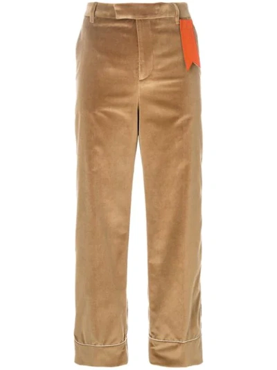 The Gigi Contrast Applique Flared Pants In Neutrals