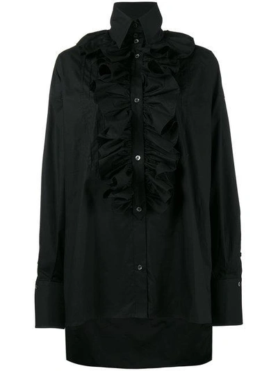 Faith Connexion Ruffled Trim Shirt In Black