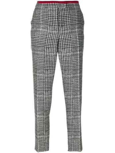 Fendi Prince Of Wales Print Crop Pants In Black-white|nero