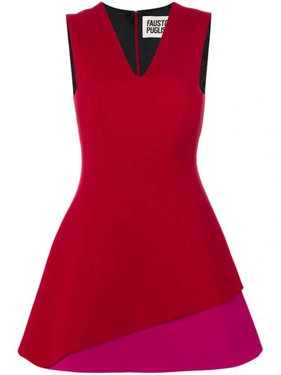 Fausto Puglisi Colour-block Flared Dress In Red
