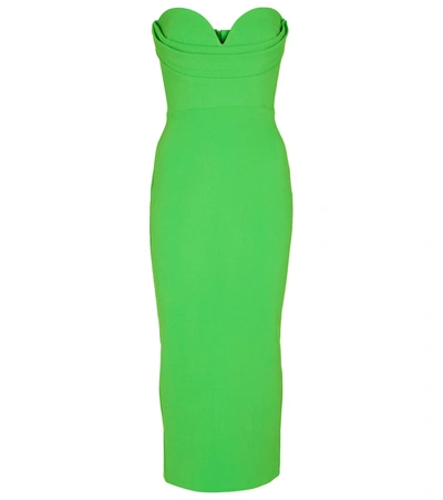 Alex Perry Darcy Strapless Draped Crepe Midi Dress In Green