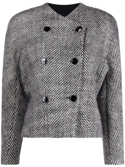 Isabel Marant Cropped Zigzag Tweed Jacket In Mixed Colours