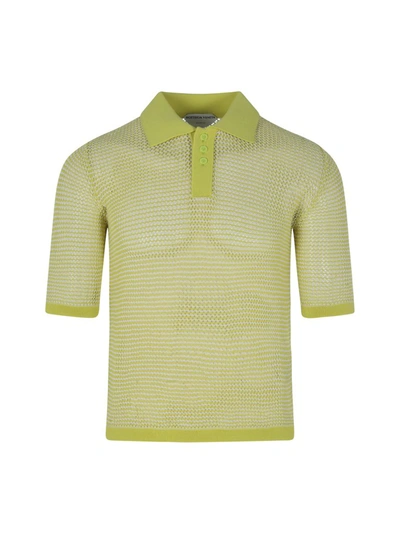Bottega Veneta Fishnet Polo Shirt In Green