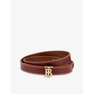 Burberry Mens Garnet Logo-buckle Leather Belt L In Brown
