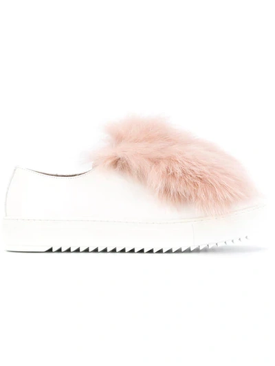 Mr & Mrs Italy White & Pink Patent Fur Sneakers