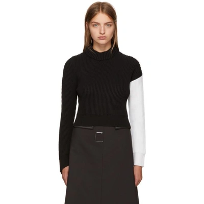 Cedric Charlier Black & White Asymmetric Colorblock Sweater