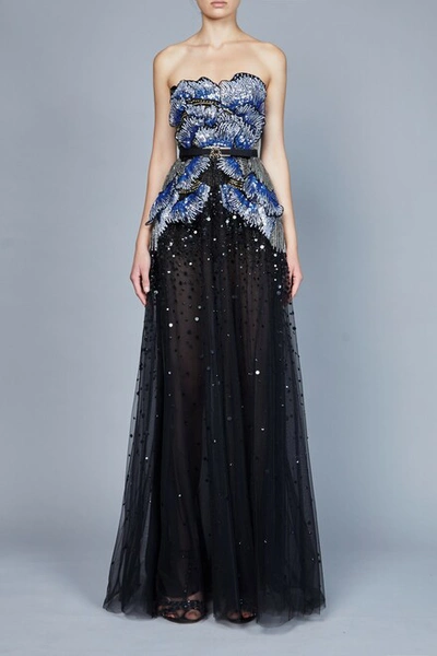 Elie Saab Bead Embroidered Strapless Gown