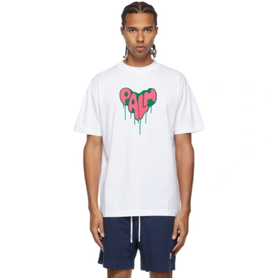 Palm Angels White Spray Heart Graphic Print T-shirt