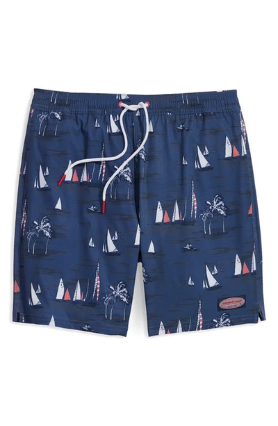 Vineyard Vines Chappy Stripe Swim Trunks In Sailing Moonshine