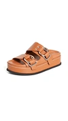 3.1 Phillip Lim Freida Platform Double Buckle Slides In Cognac