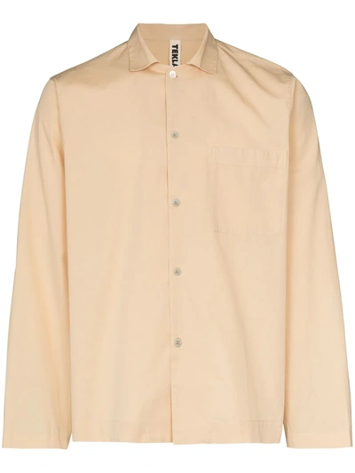 Tekla Buttoned Poplin Pajama Shirt In Neutrals