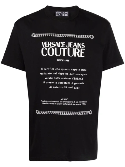 Versace Jeans Couture Logo印花短袖t恤 In Black