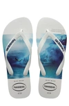 Havaianas Hype Thong Flip Flops In White Blue