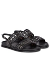 Alaïa Bicolor Chain Sporty Slingback Sandals In Noir