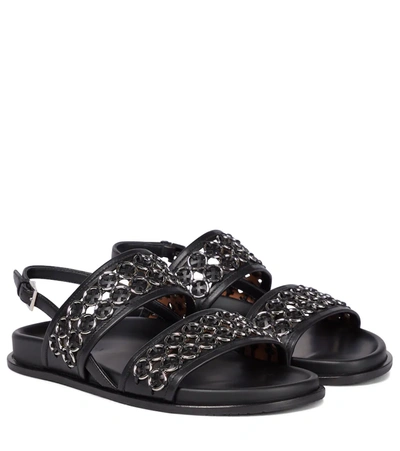 Alaïa Bicolor Chain Sporty Slingback Sandals In Black