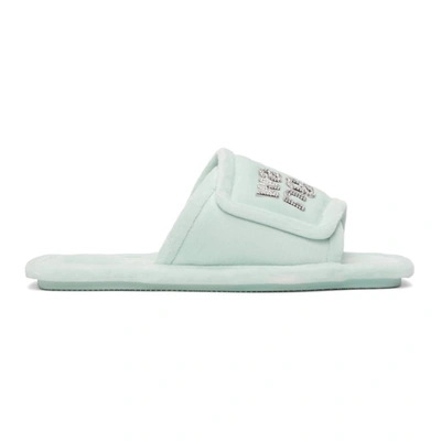 Alexander Wang Lana Crystal Logo Slide Slipper In Glacier