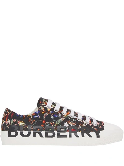 Burberry Larkhall Floral Logo Low Top Sneaker In Black