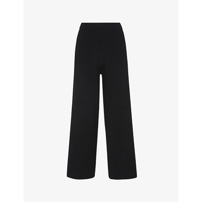 Whistles Womens Black Knitted Wide-leg Trousers 16