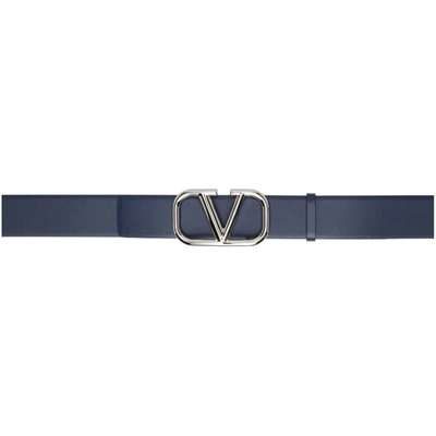 Valentino Garavani Vlogo Signature Buckle Belt In Blue