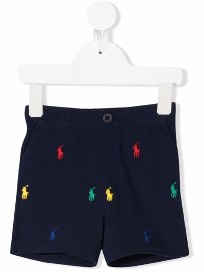 Ralph Lauren Babies' Polo Pony Embroidered Shorts In Blue