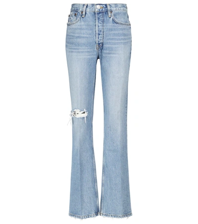 Re/done Distressed Bootcut Jeans In Blue