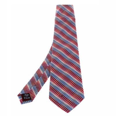 Pre-owned Valentino Garavani Vintage Multicolor Ombre Diagonal Striped Silk Tie