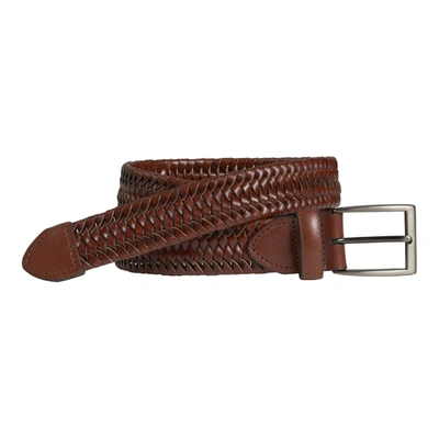 Johnston & Murphy Stretch Leather Braid Belt In Cognac
