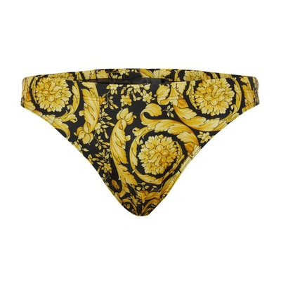 Versace Printed Stretch Polyester Slip Brief  Nd  Uomo Vii In Yellow