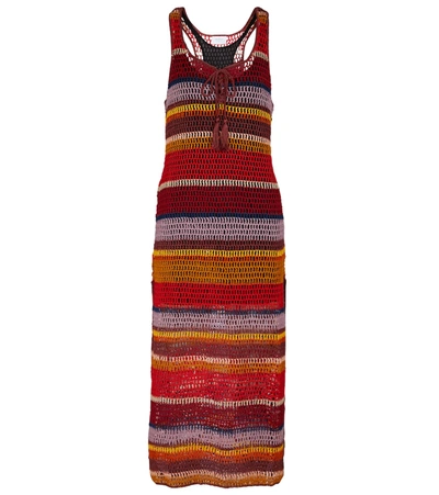 Anna Kosturova Marsala Striped Crochet Maxi Dress In Multicoloured