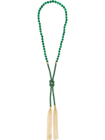 Rosantica Beaded Tassel Necklace In Green