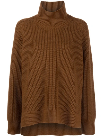 Rosetta Getty Ribbed Turtleneck Cashmere Sweater In Cognac